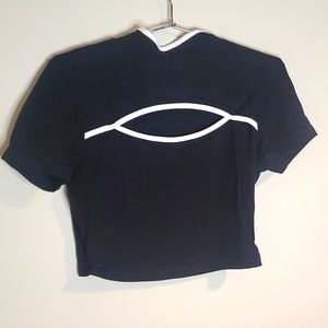 White and black, cutout is the chest area top Brand: Shein Size: small